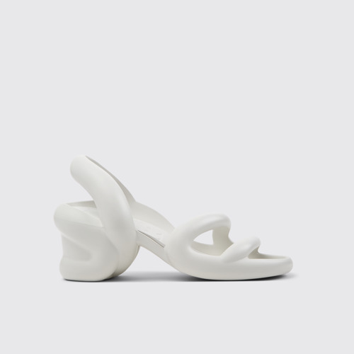 Image of Side view of Kobarah White Textile Sandals for Men.