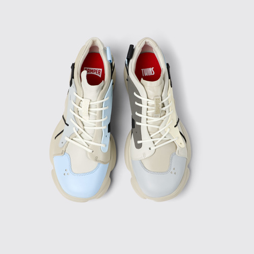 Image of Overhead view of Twins Multicolored leather and textile sneakers for men