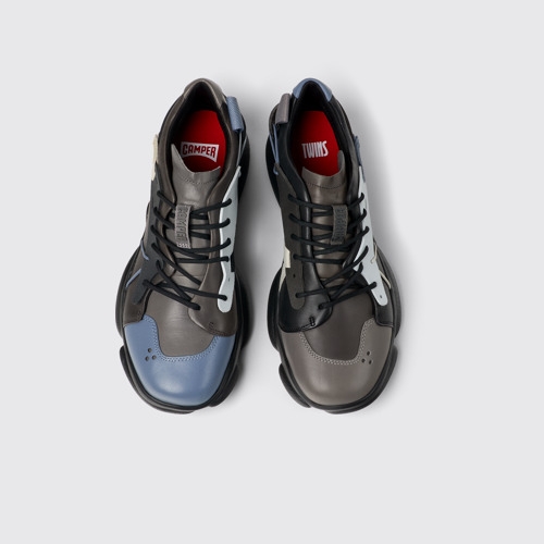 Image of Overhead view of Twins Multicolored leather and textile sneakers for men