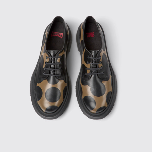 Image of Overhead view of Twins Black and brown leather shoes for men