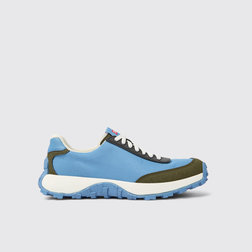 Image of Side view of Drift Trail Blue textile and nubuck sneakers for men
