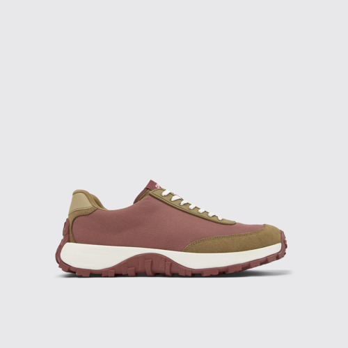 Image of Side view of Drift Trail VIBRAM Red Textile/Nubuck Sneaker for Men