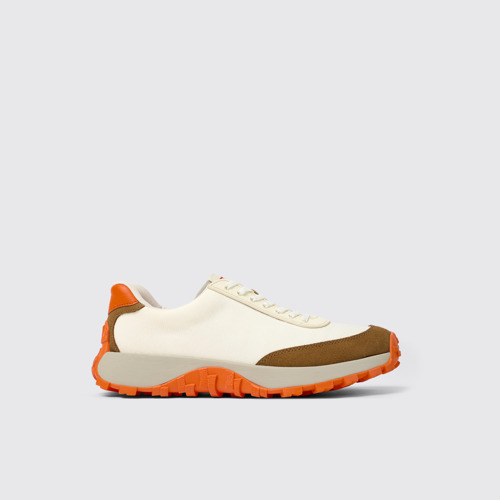 Image of Side view of Drift Trail VIBRAM White Textile/Nubuck Sneaker for Men