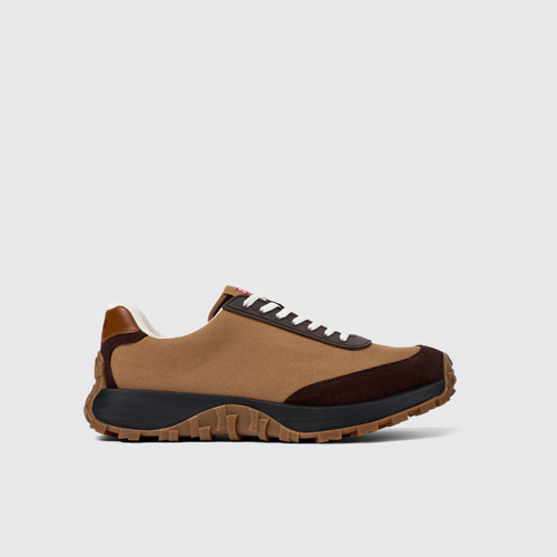 Image of Side view of Drift Trail VIBRAM Brown Textile/Nubuck Sneaker for Men