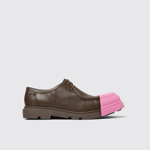 Image of Side view of Junction Brown Leather Shoes for Men.