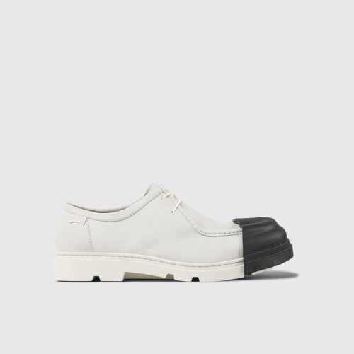 Image of Side view of Junction White non-dyed leather shoes for men