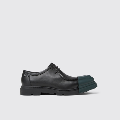 Image of Side view of Junction Black leather shoes for men
