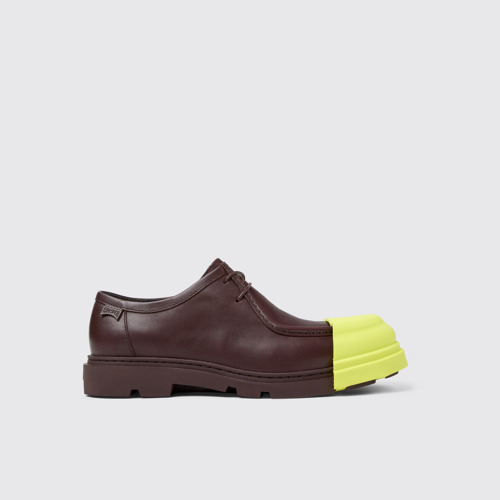 Image of Side view of Junction Burgundy leather shoes for men