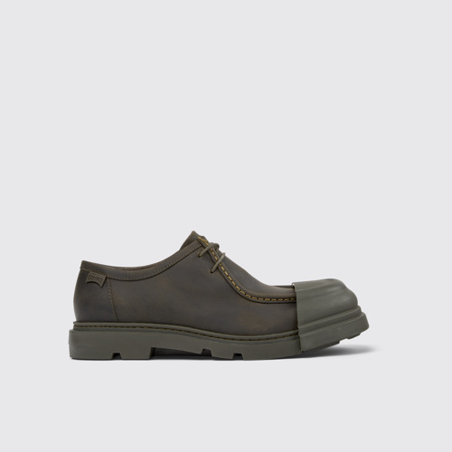 Side view of Junction Green Regenerative Leather Shoes for Men.