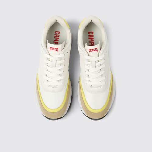 Image of Twins Sneakers blancos y beige de piel para hombre