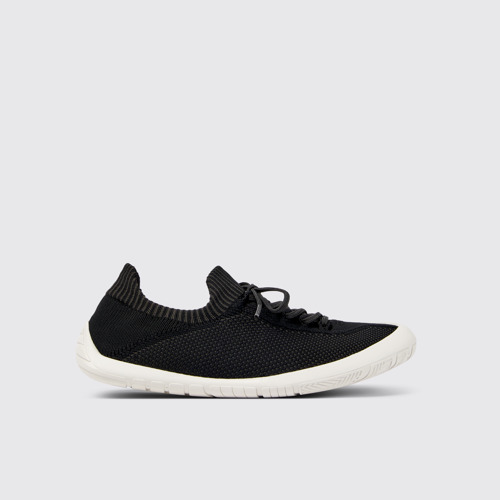 Image of Side view of Peu Path Black Textile Sneaker for Men