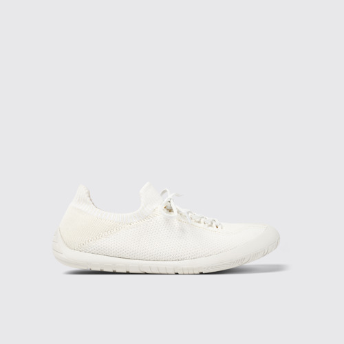 Image of Side view of Peu Path White Textile Sneaker for Men