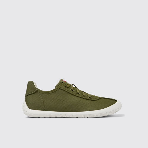 Image of Side view of Peu Path Green Textile Sneaker for Men