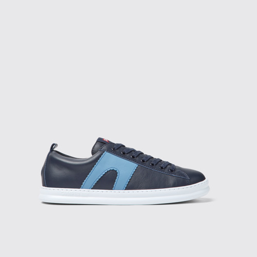 Side view of Runner Blue leather sneakers for men