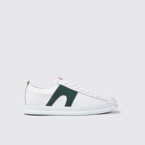 Image of Side view of Runner White leather sneakers for men