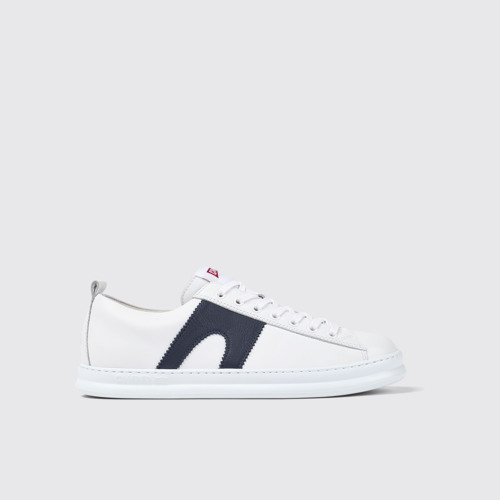 Image of Side view of Runner White Leather Sneaker for Men