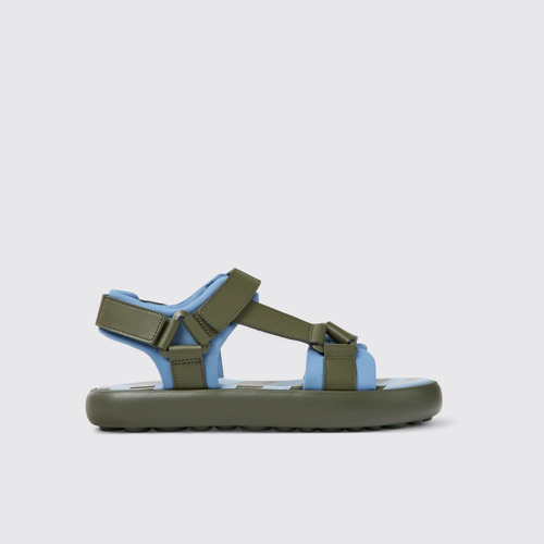 Pelotas Flota Grün-blaue Herrensandale aus Leder und Textil
