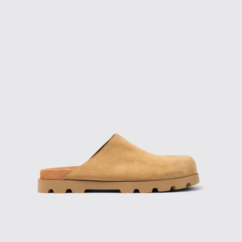 Image of Side view of Brutus Sandal Beige Nubuck Clog for Men