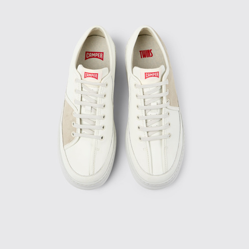 Image of Overhead view of Twins Multicolored leather and nubuck sneakers for men