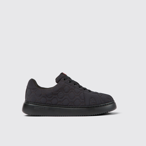 Side view of Runner K21 Black textile sneakers for men