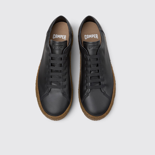Image of Overhead view of Peu Terreno Black Leather Shoes for Men.