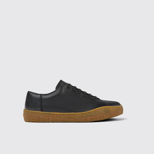 Image of Side view of Peu Terreno Black Leather Men's Shoes.