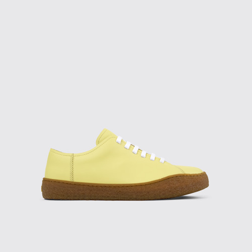 Side view of Peu Terreno Yellow Leather Sneaker for Men