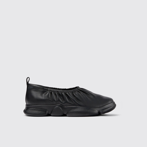 Image of Side view of Karst Black Leather Shoes for Men.