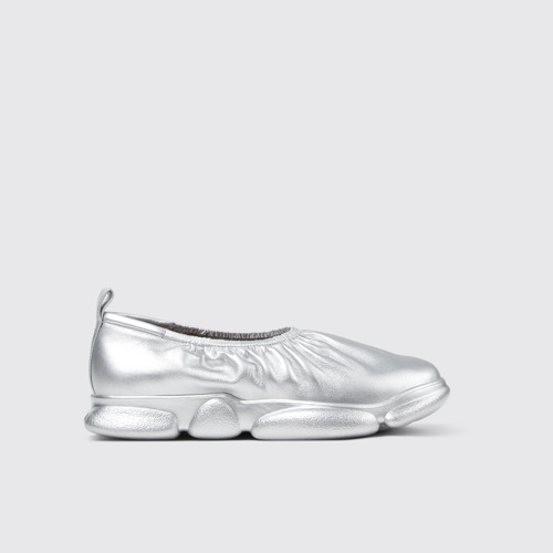 Image of Side view of Karst Silver Leather Men's Shoes.