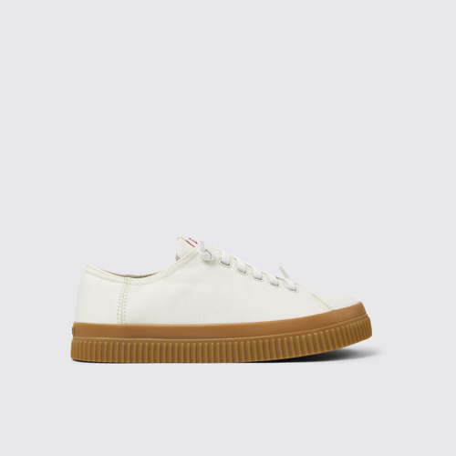 Image of Side view of Peu Roda White TENCEL™ Lyocell Men's Sneakers.