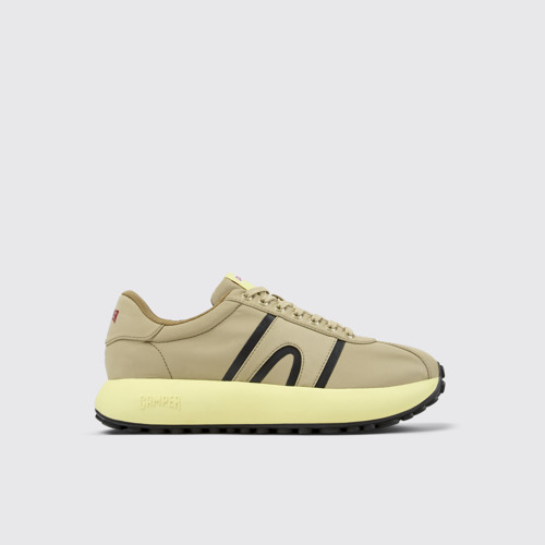 Image of Side view of Pelotas Athens Beige Textile Sneaker for Men