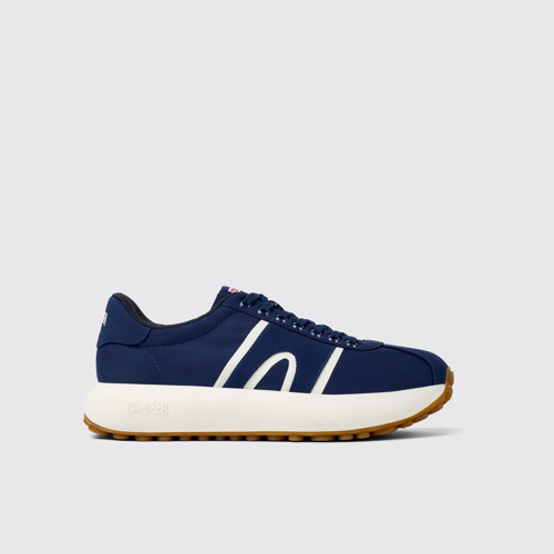 Image of Side view of Pelotas Athens Blue Textile Sneaker for Men