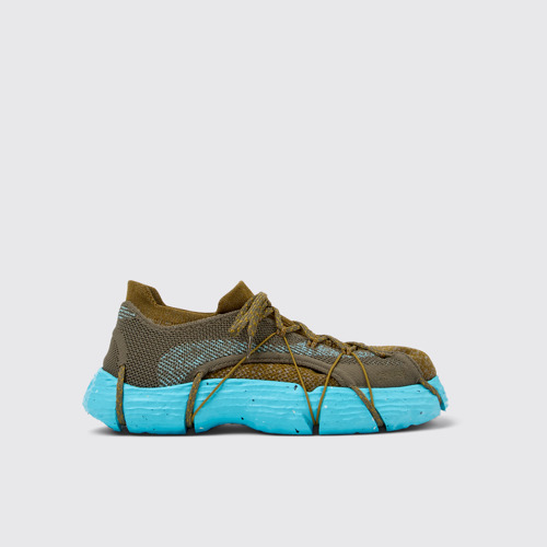 Image of Side view of ROKU Green, blue Sneaker for Men