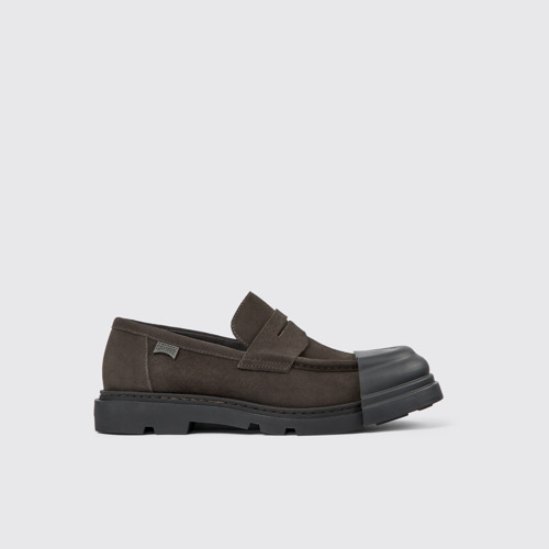 Image of Side view of Junction Gray Nubuck Moccasin for Men