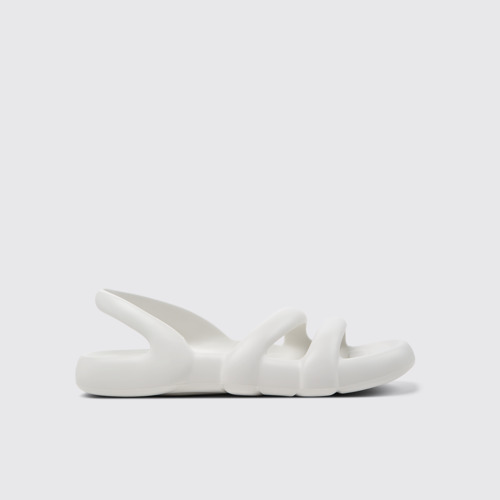 Image of Side view of Kobarah Flat White Sandals.