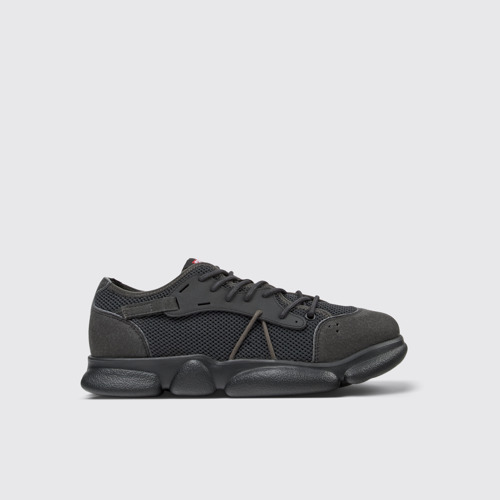 Image of Side view of Karst Sorona® Gray and black Textile Sneaker for Men