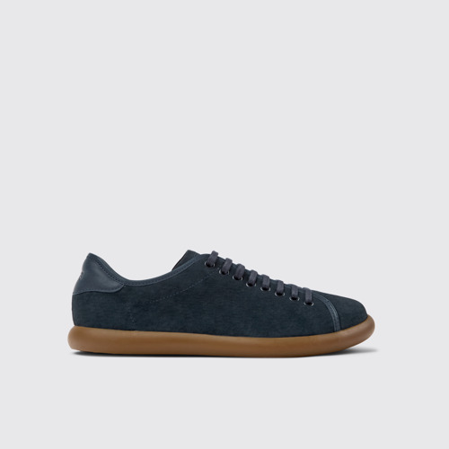 Image of Side view of Pelotas Soller Blue Nubuck and Leather Men's Sneakers.