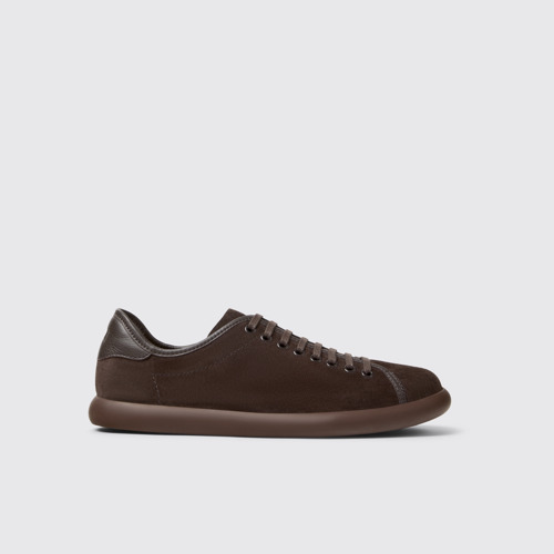 Side view of Pelotas Soller Brown Nubuck and Leather Sneakers for Men.