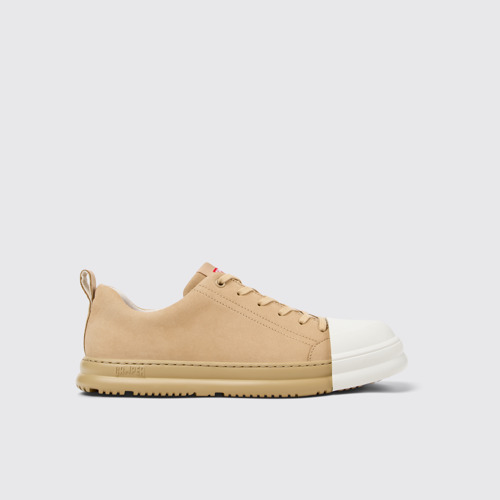 Image of Side view of Junction Runner Beige Nubuck Men's Sneakers.
