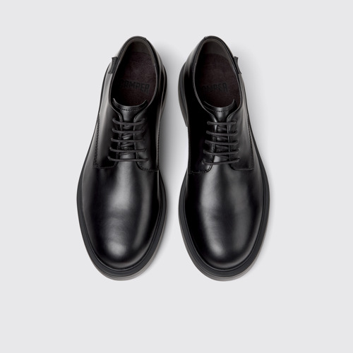 Image of Overhead view of Dean Black Leather Shoes for Men.