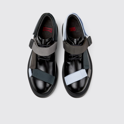 Image of Twins Schwarzer Herrenschuh aus Leder und Textil