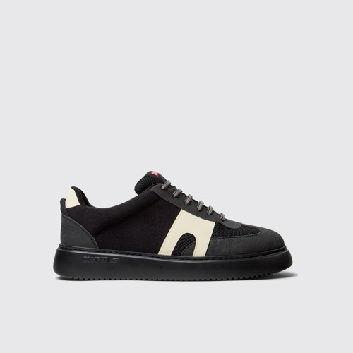 Image of Side view of Runner K21 Sorona® Black textile sneakers for men