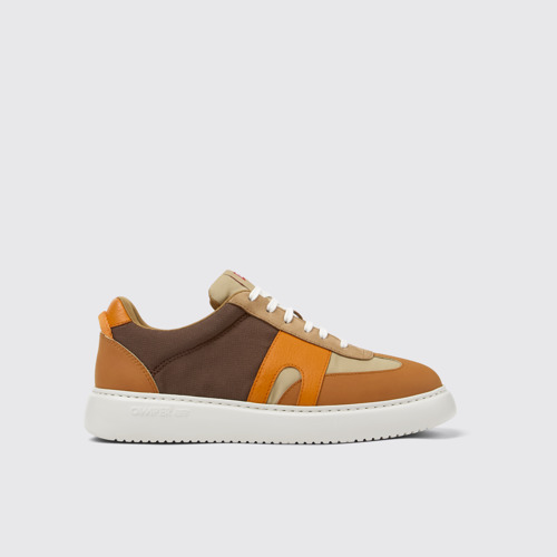 Image of Side view of Runner K21 Sorona® Multicolor Recycled PET and Nubuck Men's Sneakers.
