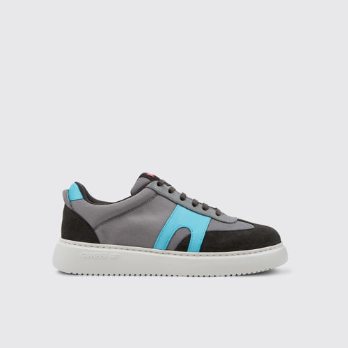 Image of Side view of Runner K21 Sorona® Multicolor Recycled PET and Nubuck Sneakers for Men.