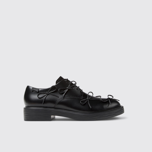 Image of Side view of Dean Black Leather Men's Shoes.