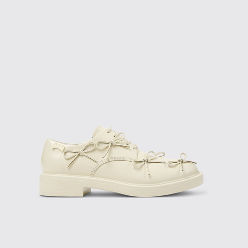 Image of Side view of Dean White Leather Men's Shoes.