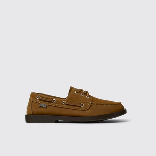 Side view of Don Brown Nubuck Leather Nautical Moccasins for Men.