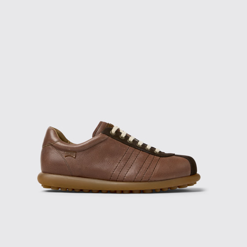 Side view of Pelotas Brown Leather and Nubuck Shoes for Men.