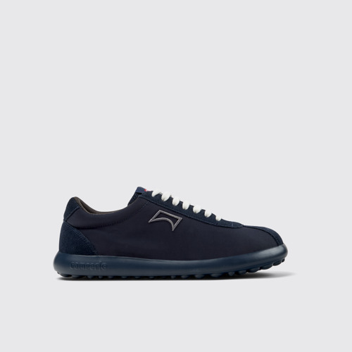 Image of Side view of Pelotas XLite Blue Recycled PET and Nubuck Men's Sneakers.