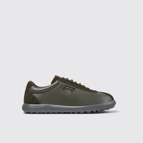 Side view of Pelotas XLF Green Leather and Nubuck Sneakers for Men.